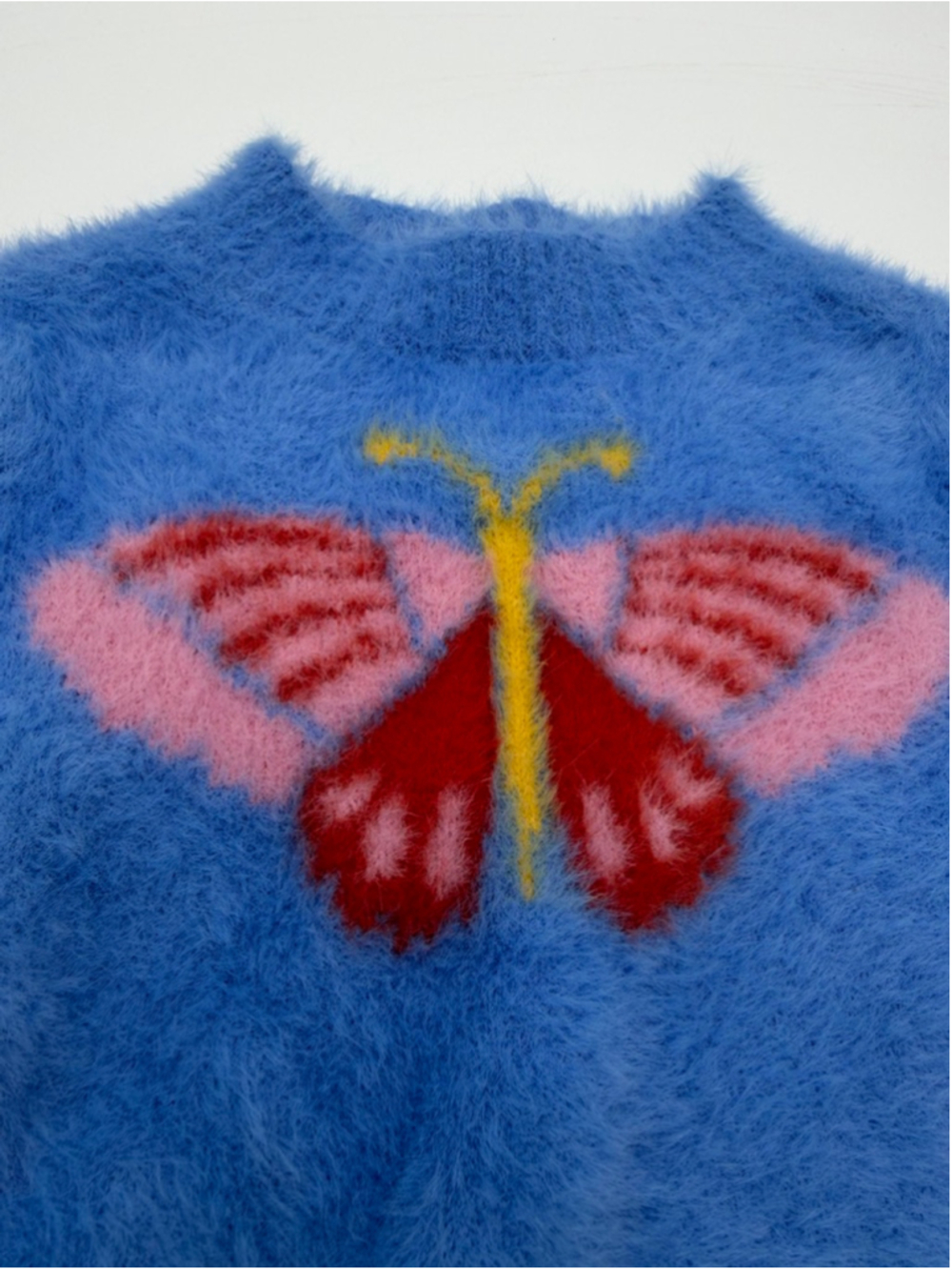 FINDING FOXTALE Blue Butterfly Fuzzy Sweater 3T
